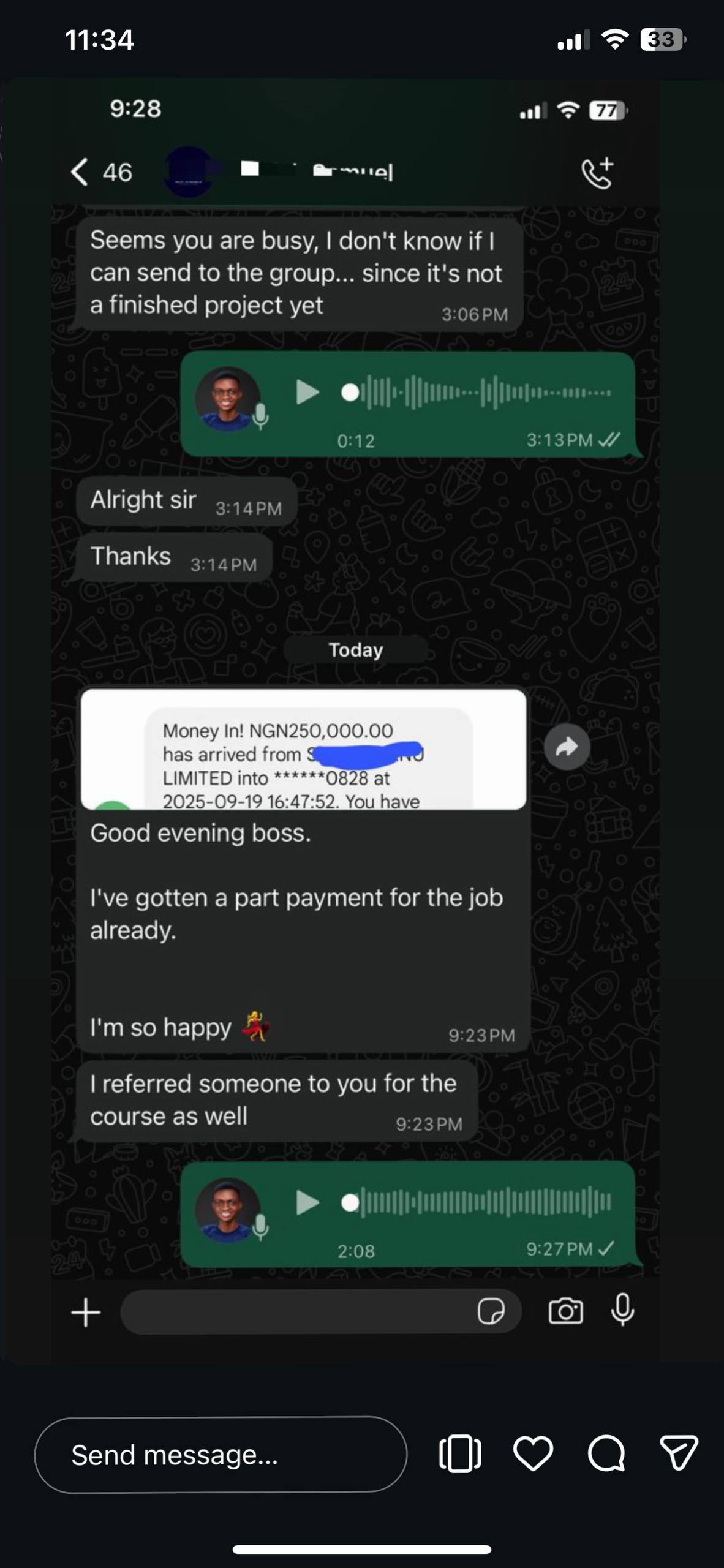 Samuel result screenshot